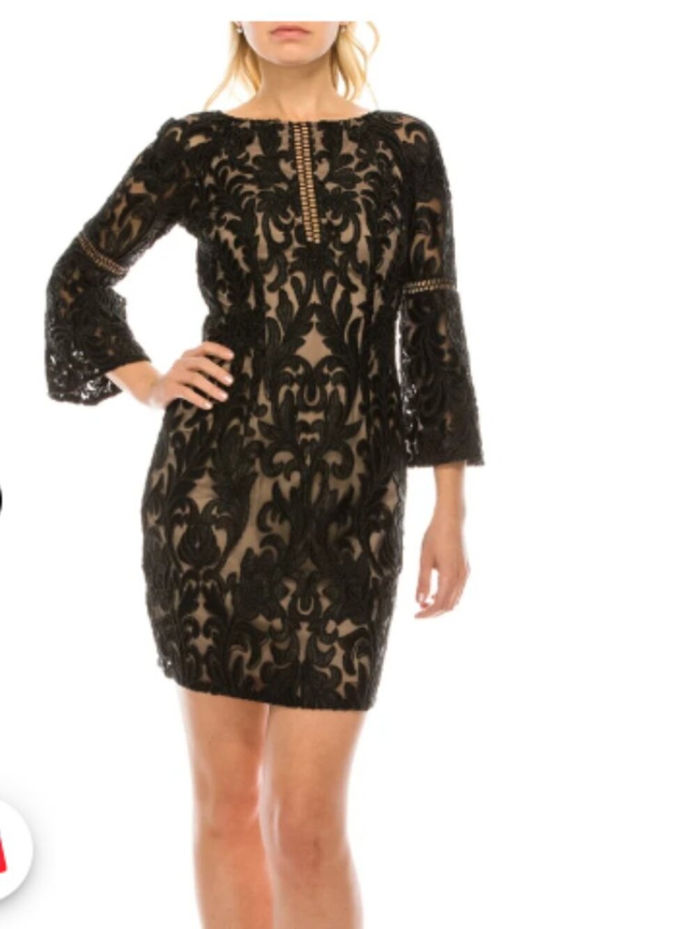 Aidan Mattox - Quarter Sleeve Embroidered Dress Size 4